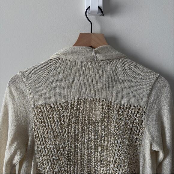 Cache metallic 3/4 sleeve open front cardigan knit sparkly fall winter autumn M - Picture 5 of 12